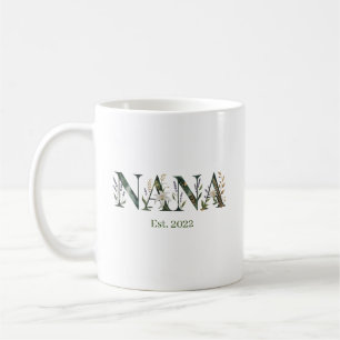 Caneca De Café Presente Personalizado para a Vovó Floral Ano