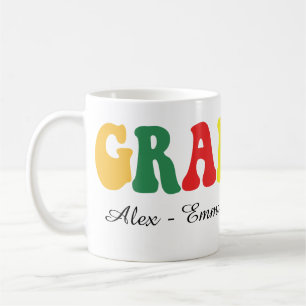 Caneca De Café Presente Personalizado para Avó com os Nomes dos N