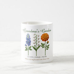 Caneca De Café Presente Personalizado para Avó Crochê Flores de N