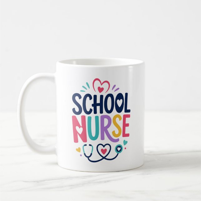 Caneca De Café Presente Personalizado para Enfermeira Escolar (Esquerda)