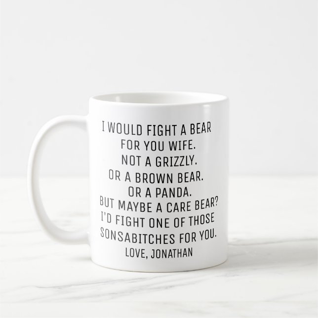 Caneca De Café Presente Personalizado para Esposa, Esposa Engraça (Esquerda)