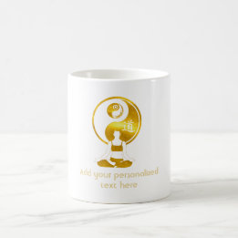 Caneca De Café Presente Personalizado Para Instrutor Yoga Dourado