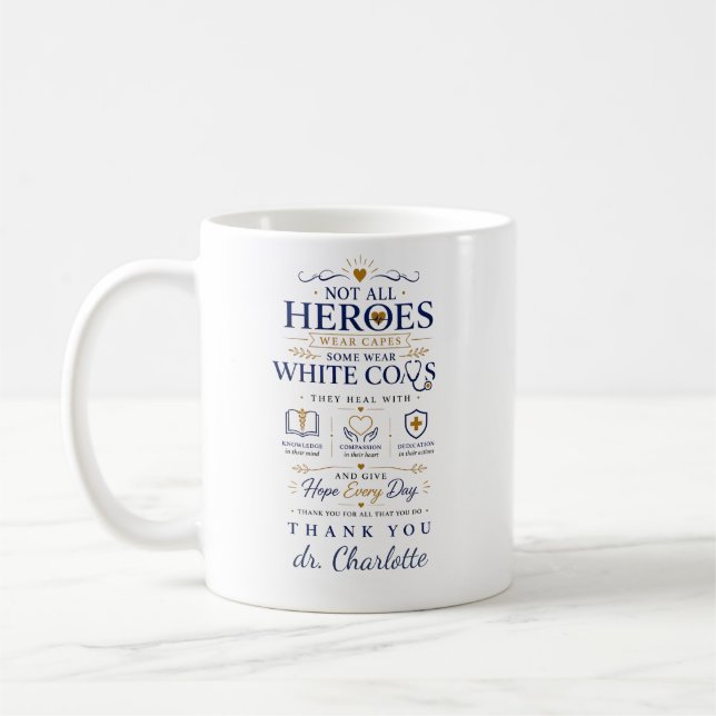 Caneca De Café Presente Personalizado para Médico | Apreciação da (Esquerda)