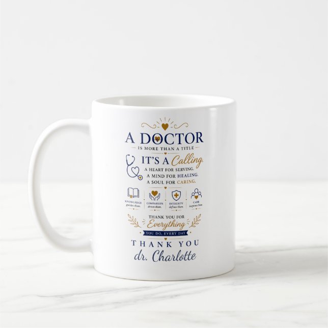 Caneca De Café Presente Personalizado para Médico | Obrigado (Esquerda)