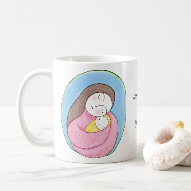 Caneca De Café Presente personalizado para o Dia das Mães para Ma (Com Donut)