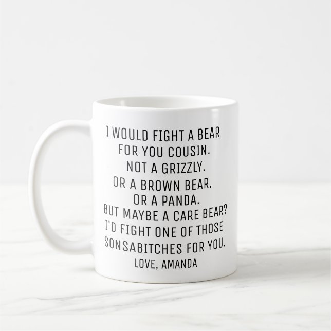 Caneca De Café Presente Personalizado para Primo, Primo Engraçado (Esquerda)