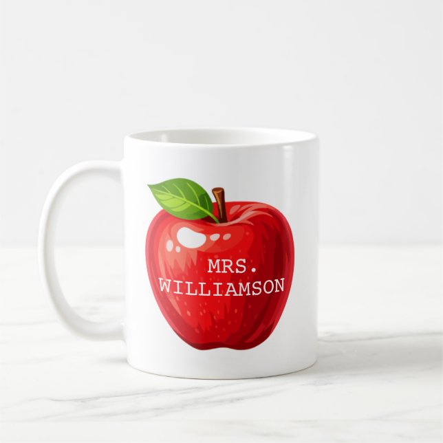 Caneca De Café Presente Personalizado para Professor Apple (Esquerda)
