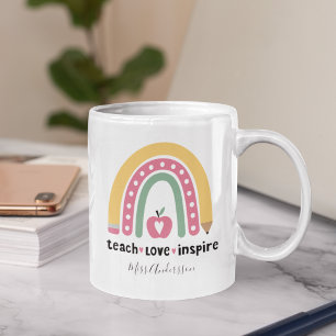Caneca De Café Presente Personalizado para Professor, Ensine Amor