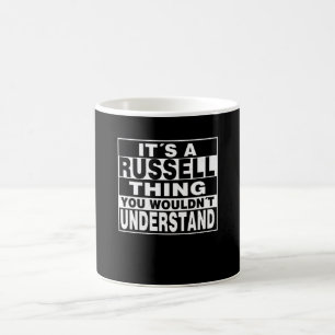 Caneca De Café Presente Personalizado RUSSELL Sobrenome