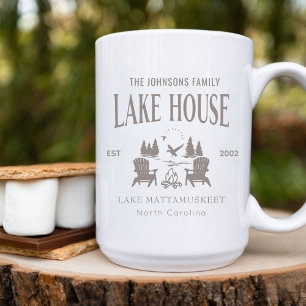 Caneca De Café Presente Personalizável para Casa à Beira do Lago 