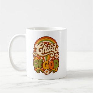 Caneca De Café Presente Retro Groovy Filho de Deus Arte da Fé Cri