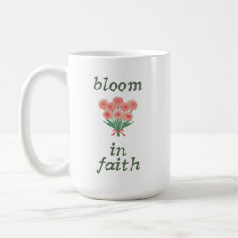 Caneca De Café Presente Simples de Letreiro de Fé Floral Cristã