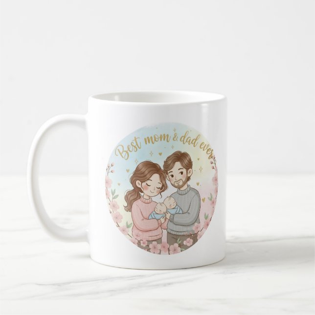 Caneca De Café Presenteie mamãe e papai  (Esquerda)