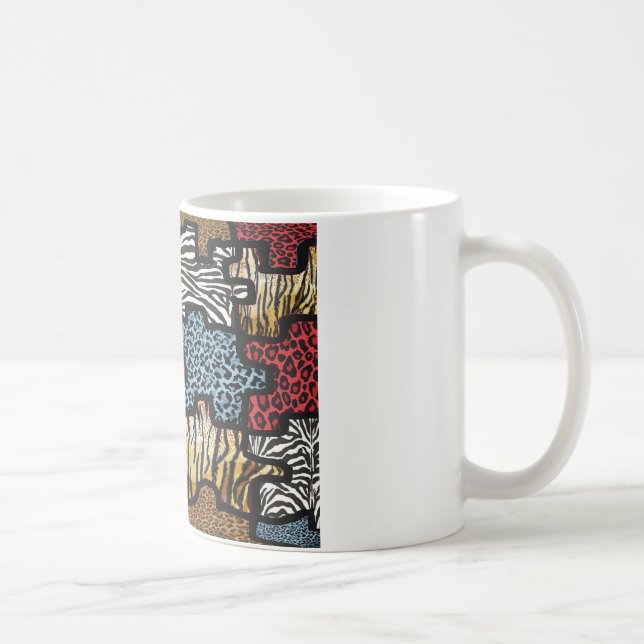 Caneca De Café Presentes com Estampa de Puzzle Leopardo Zebra Roc (Direita)