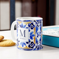 Presentes de azulejos azuis italianos Monogram Ama