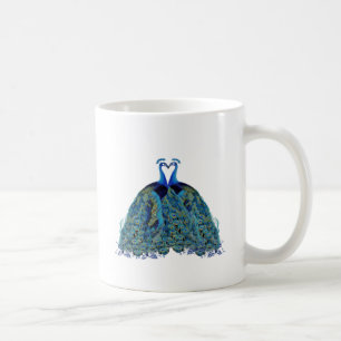 Caneca De Café Presentes de Casamento Pavões Antigos Beijando