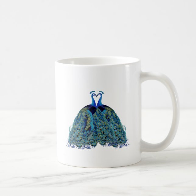 Caneca De Café Presentes de Casamento Pavões Antigos Beijando (Direita)