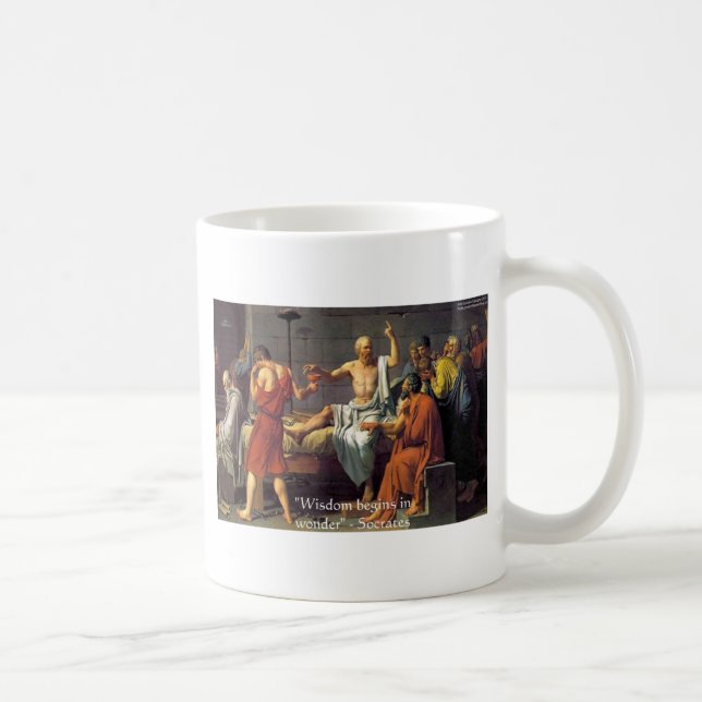 Caneca De Café Presentes de Citação de Sócrates "Sabedoria/Surpre (Direita)