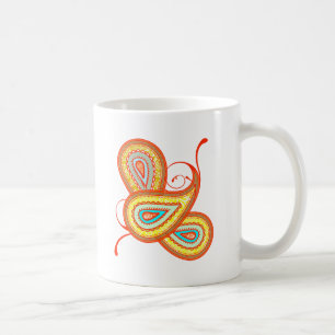Caneca De Café Presentes de Mint Paisley Laranja Amarelo Moderno