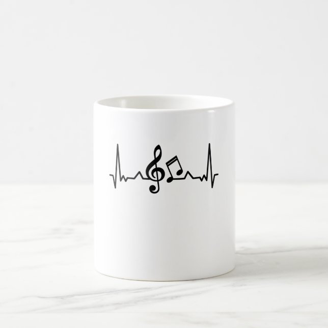 Caneca De Café Presentes de Música Heartbeat piano e guitarra (Centro)