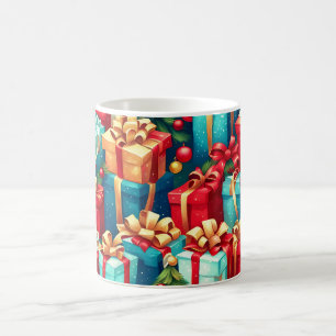 Caneca De Café Presentes de Natal Coloridos, Padrão de Árvore de 