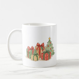 Caneca De Café Presentes de Natal Empilhados com Árvore para Pres