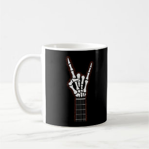 Caneca De Café Presentes De Violão Na Mão Do Rock On Skeleton