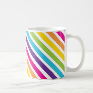 Caneca De Café Presentes diagonais coloridos do arco-íris para a