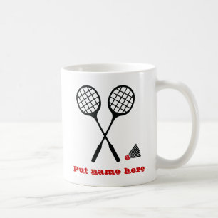 Caneca De Café Presentes do Badminton, raquete e costume do