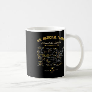 Caneca De Café Presentes do Mapa dos 62 Parques Nacionais Us Park