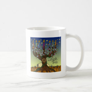 Caneca De Café Presentes e Roupas Judaicas L'shanah Tovah Árvore