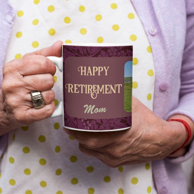 Caneca De Café Presentes felizes personalizados para o Red da Mãe (Personalized Happy Retirement Gifts for Mom Red Coffee Mug)