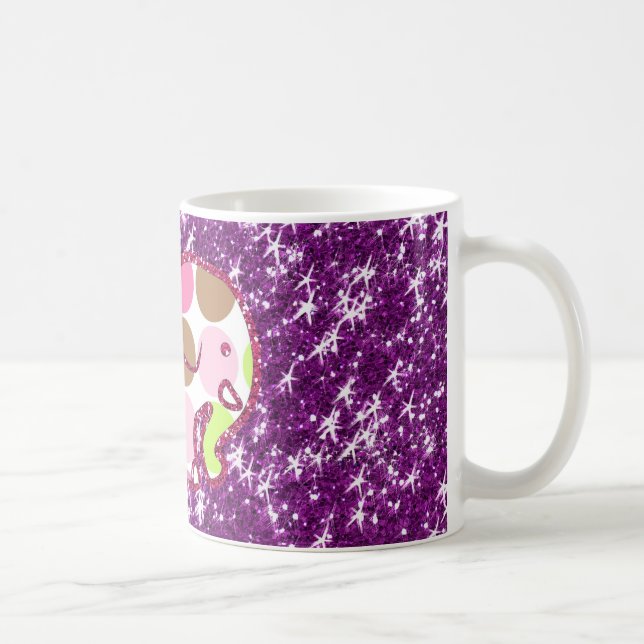 Caneca De Café Presentes femininos roxos Sparkly do elefante das (Direita)