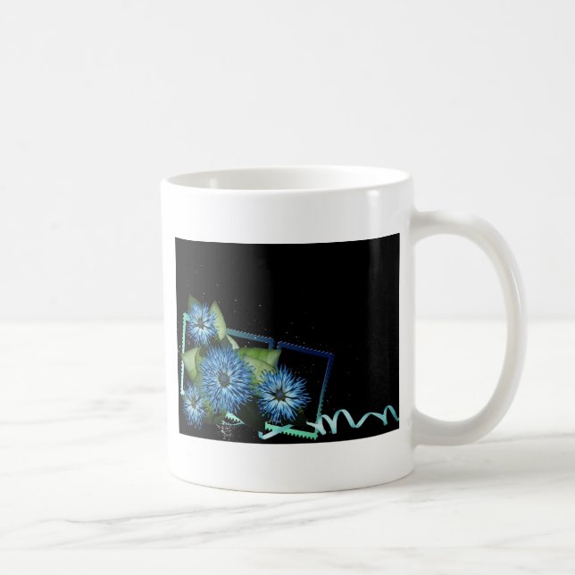 Caneca De Café Presentes florais preto clássicos - personalizar n (Direita)