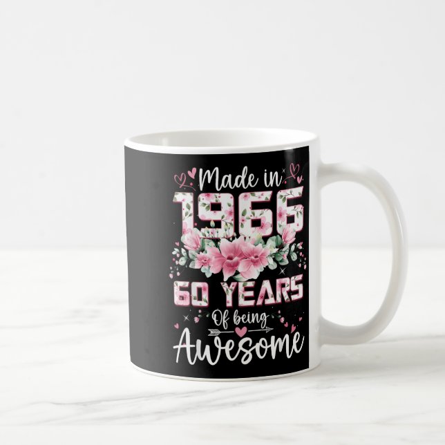 Caneca De Café Presentes para Mulheres de 60 Anos Feitos em 1966  (Direita)