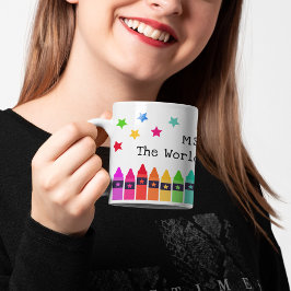 Caneca De Café Presentes para Professores Melhor do Mundo Crayons