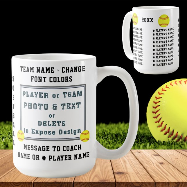 Caneca De Café Presentes para Treinadores de Softbol ou Presentes (Gifts for softball coaches or softball team gift ideas. Senior night softball gifts. Softball Gifts.)