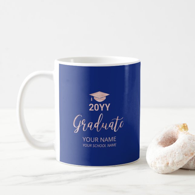 Caneca De Café Presentes Personalizados de Graduação em Rose Gold (Com Donut)