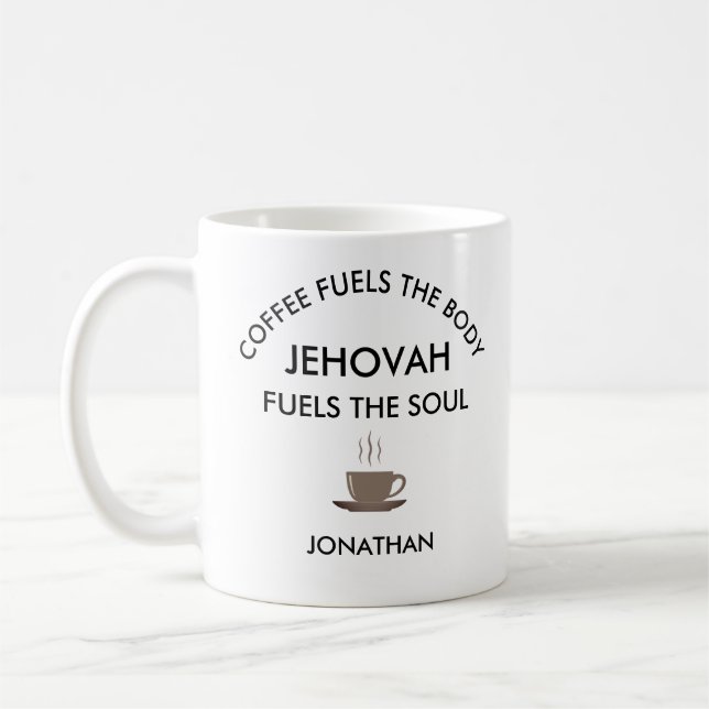 Caneca De Café Presentes personalizados JW Jehovah alimenta alma (Esquerda)
