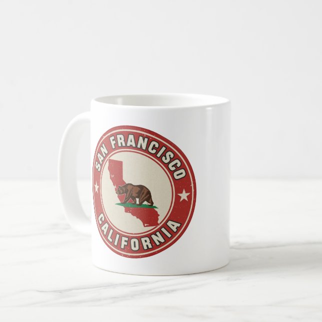 Caneca De Café Presentes retrô de São Francisco, Califórnia (Frente Esquerda)