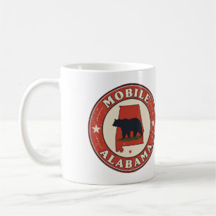 Caneca De Café Presentes Vintage Mobile cidade, Alabama