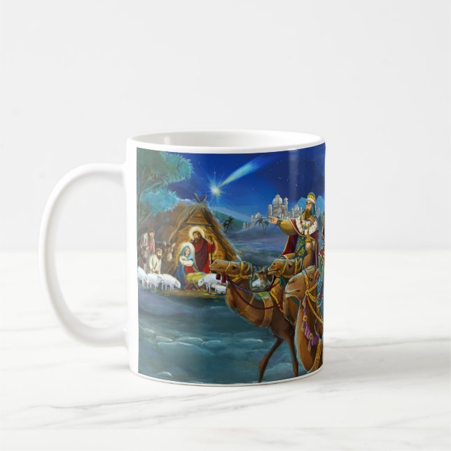 Caneca De Café Presépio com reis magos Férias de Natal  (Esquerda)