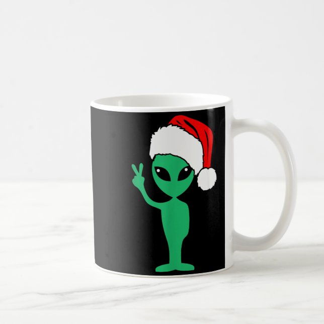 Caneca De Café Presépio Engraçado Alien Símbolo de Paz do Chapéu  (Direita)