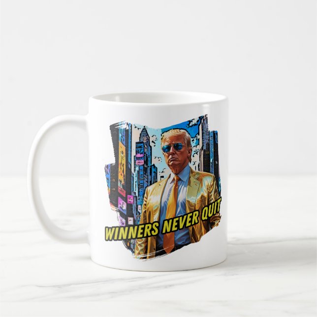 Caneca De Café Presidente Trump - Vencedores Nunca Sair (Esquerda)