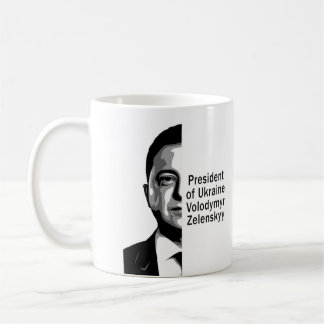 Caneca De Café Presidente ucraniano Zelenskyy Half Retrato B&W Ar