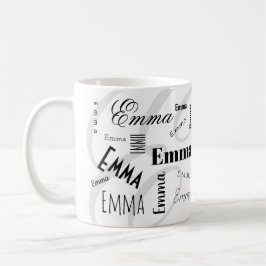 Caneca de Café Preta Branca com Nome Personalizado