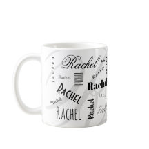 Caneca de Café Preta Branca com Nome Personalizado