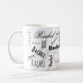 Caneca de Café Preta Branca com Nome Personalizado