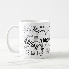 Caneca de Café Preta Branca Nome Personalizado Abi