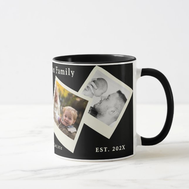Caneca de Café Preta com Colagem de 4 Fotos - Memó (Direita)